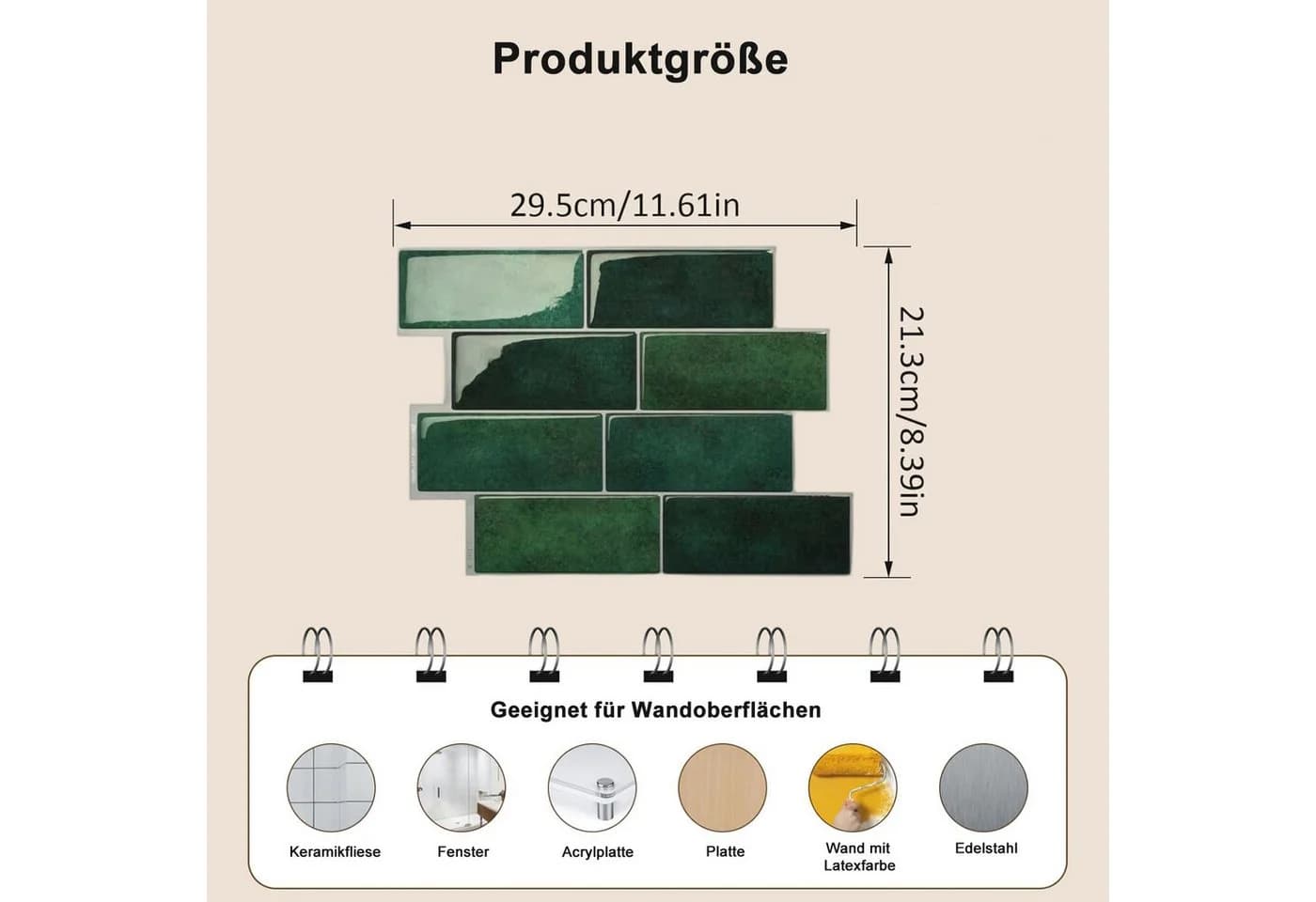 Agger Fliesenaufkleber Selbstklebend Küche Bad Grün Schwarz - Bild 3
