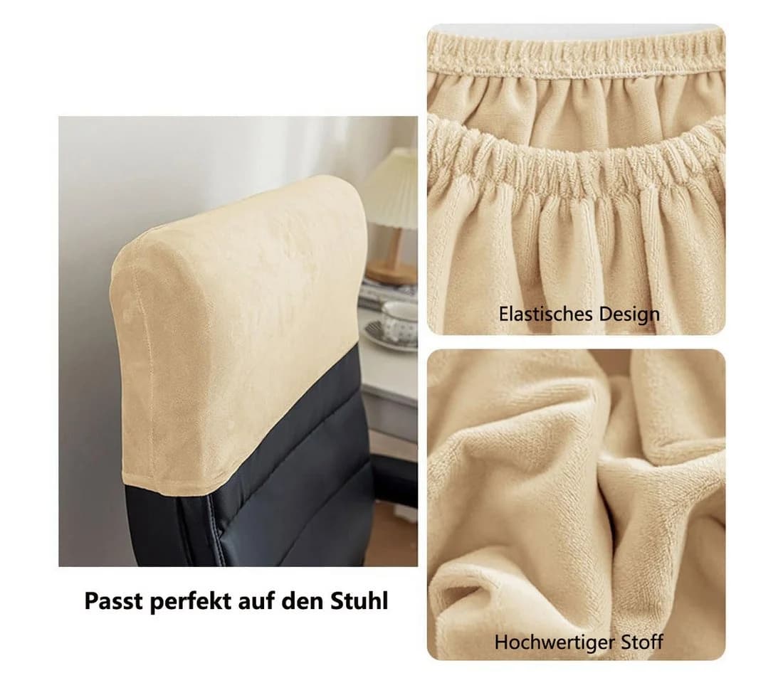 Agger Samt Kopfstützenbezug Stretch Bürostuhl Braun - Bild 4