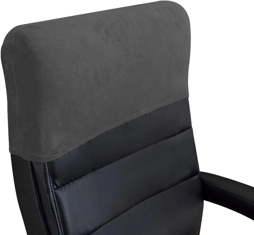 Agger Samt Kopfstützenbezug Stretch Dunkelgrau für Bürostühle - Bild 2