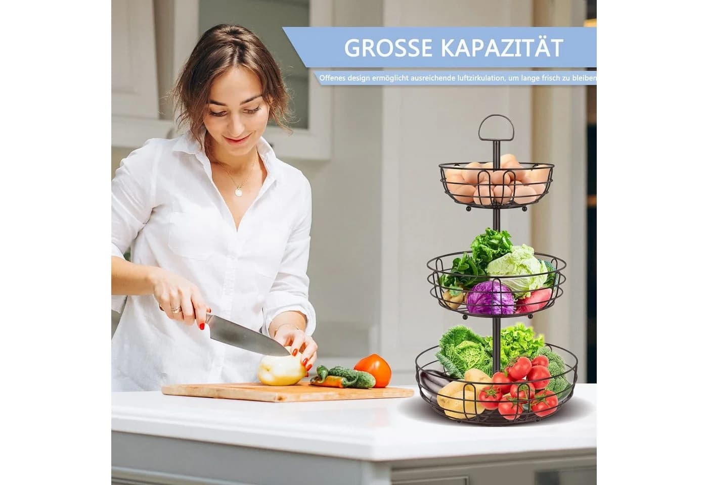 Diwzbyn 3-stöckige Obst-Etagere Metall Bronzeton