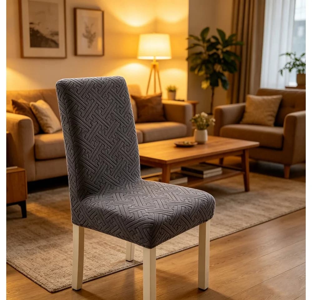 Zyronn Stuhlhusse Stretch Grau Abnehmbar & Waschbar