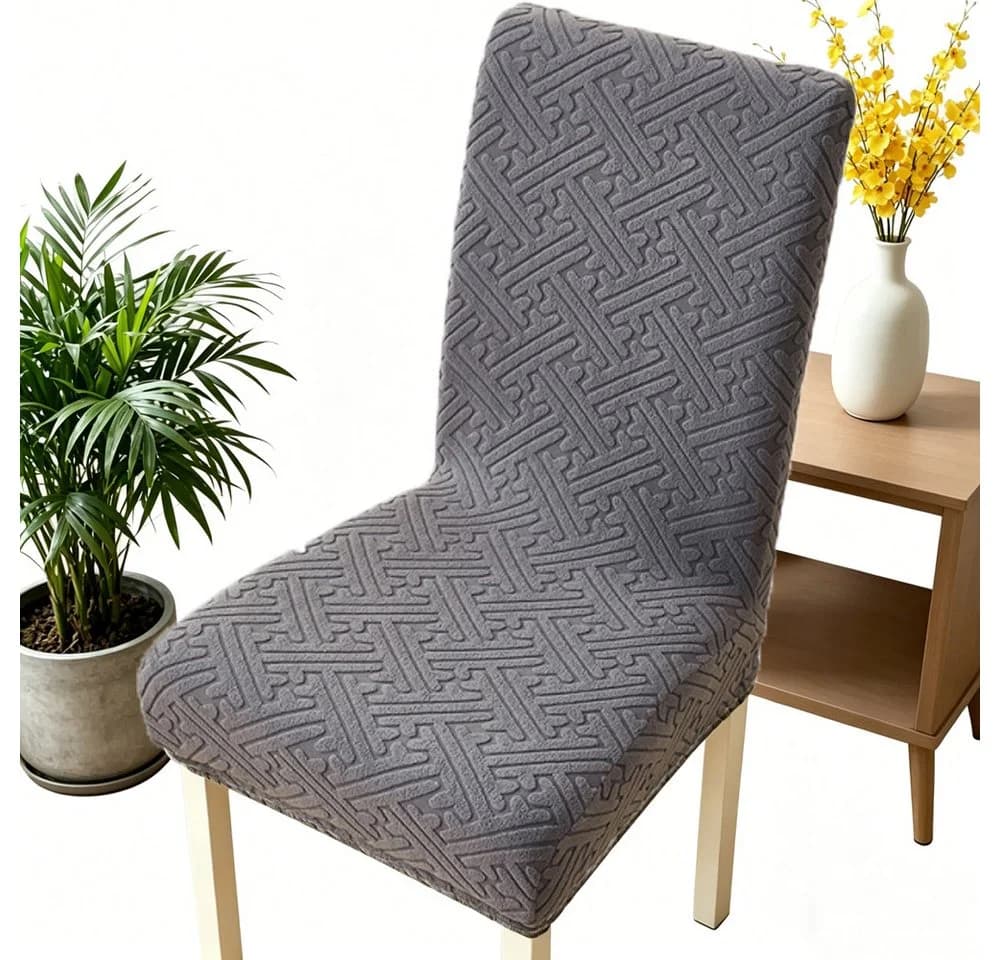 Zyronn Stuhlhusse Stretch Grau Abnehmbar & Waschbar - Bild 2