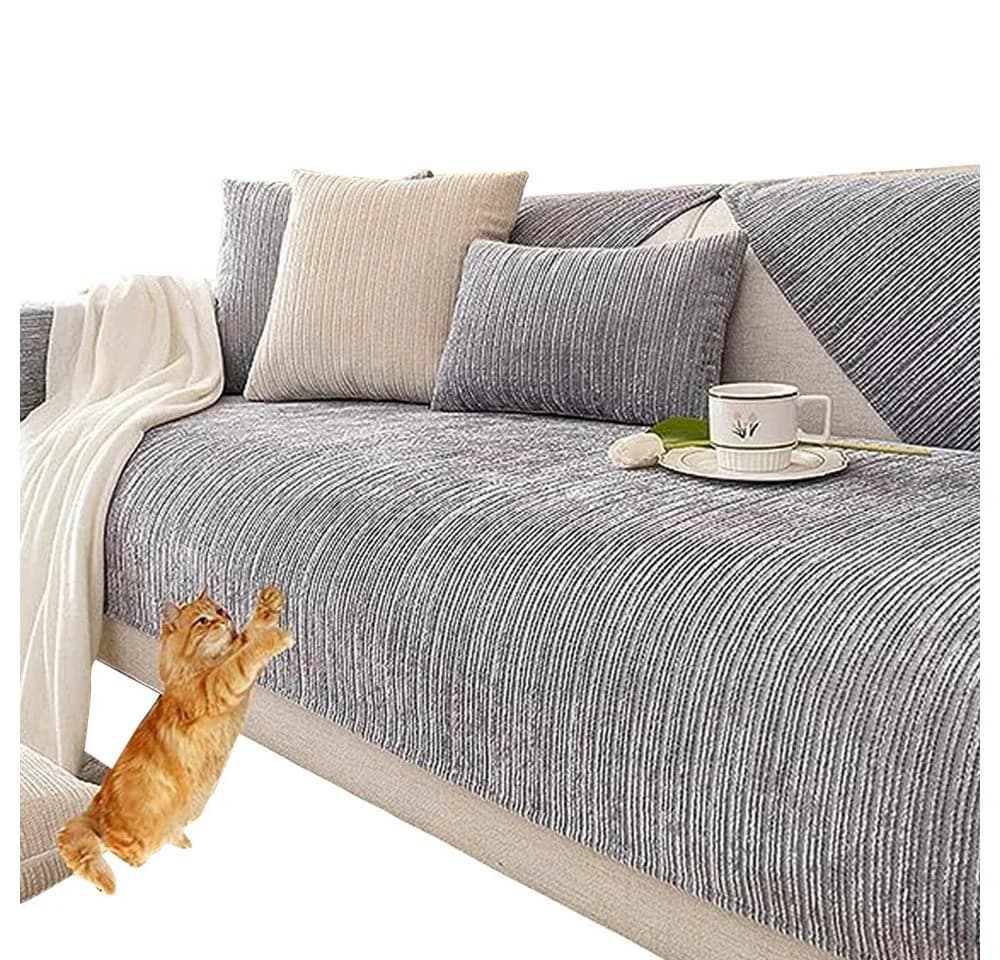 Diwzbyn Sofaschoner Chenille Grau Rutschfest - Bild 2