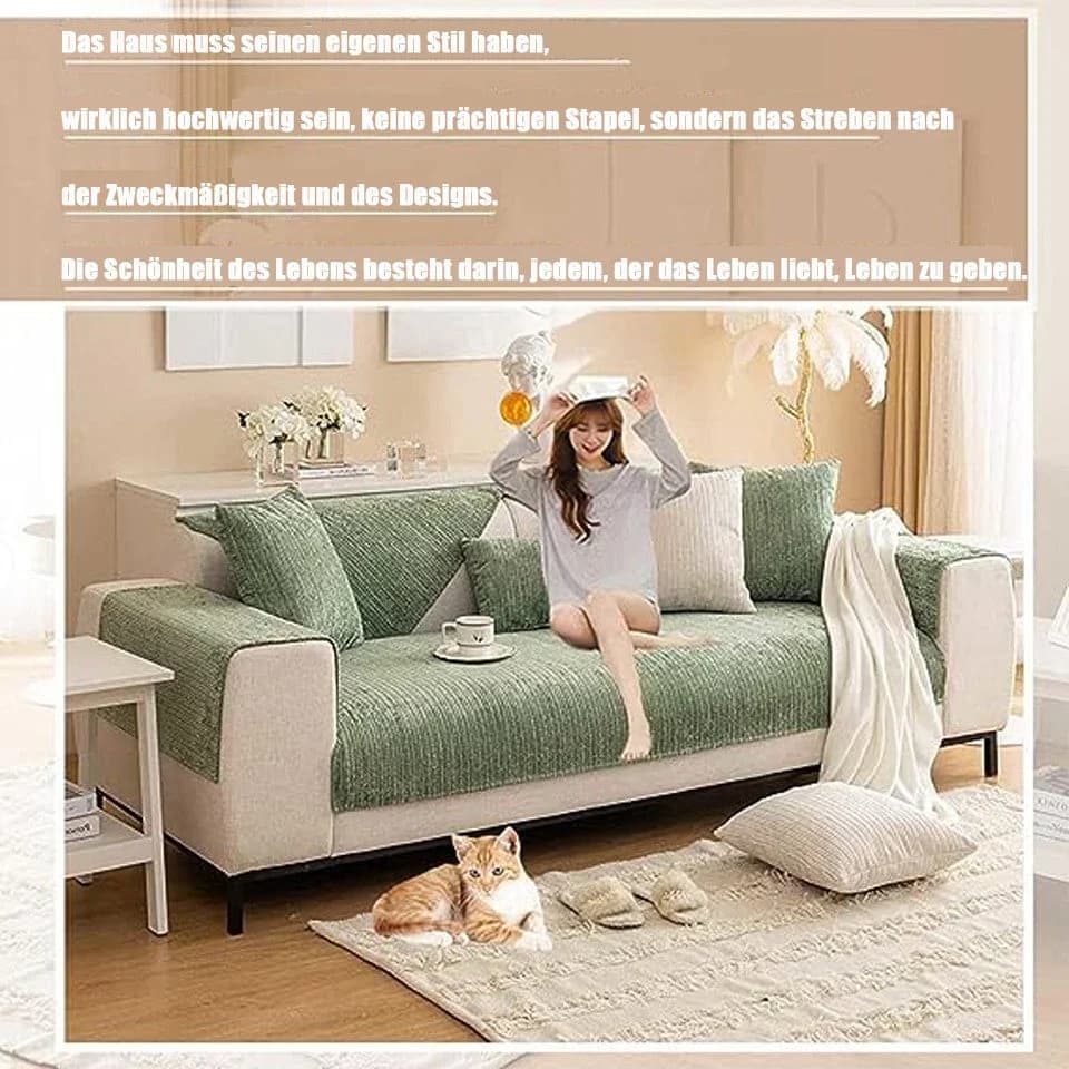 Diwzbyn Sofaschoner Chenille Grün Rutschfest
