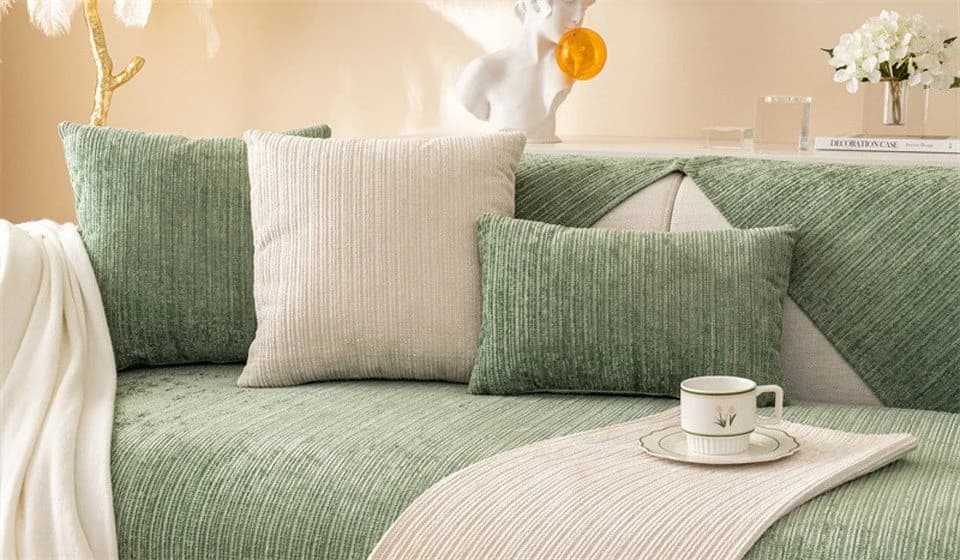 Diwzbyn Sofaschoner Chenille Grün Rutschfest - Bild 3