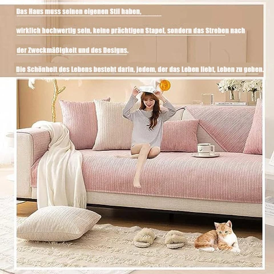 Diwzbyn Sofaschoner Rosa Chenille Rutschfest