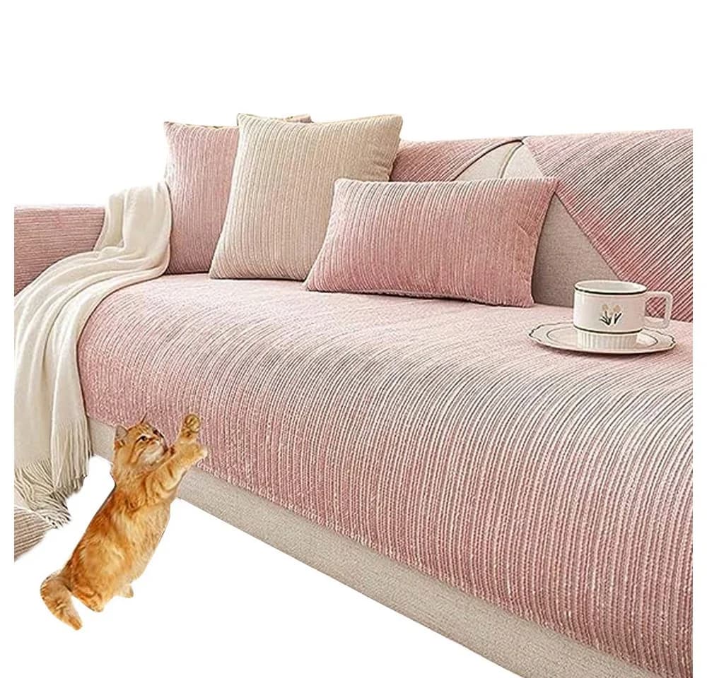Diwzbyn Sofaschoner Rosa Chenille Rutschfest - Bild 2