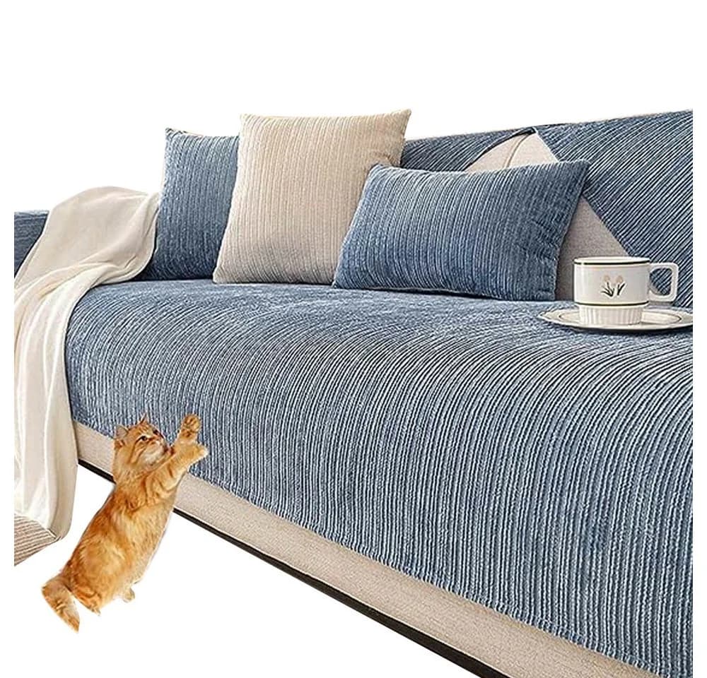 Diwzbyn Sofaschoner Chenille rutschfest Blau - Bild 2