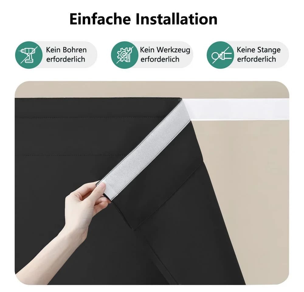 Diwzbyn Selbstklebendes Verdunklungsrollo Schwarz Ohne Bohren
