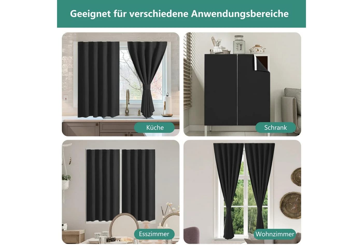 Diwzbyn Selbstklebendes Verdunklungsrollo Schwarz Ohne Bohren - Bild 4