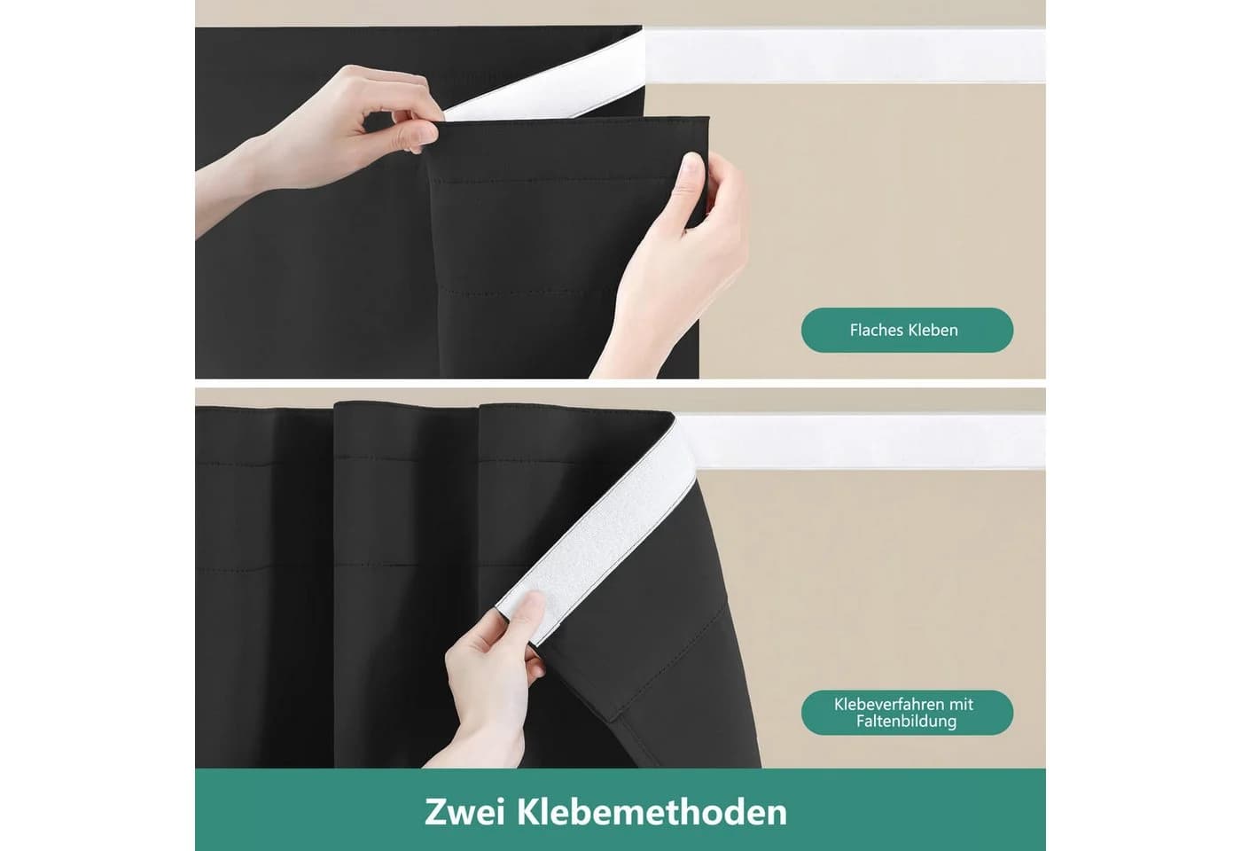 Diwzbyn Selbstklebendes Verdunklungsrollo Schwarz Ohne Bohren - Bild 5