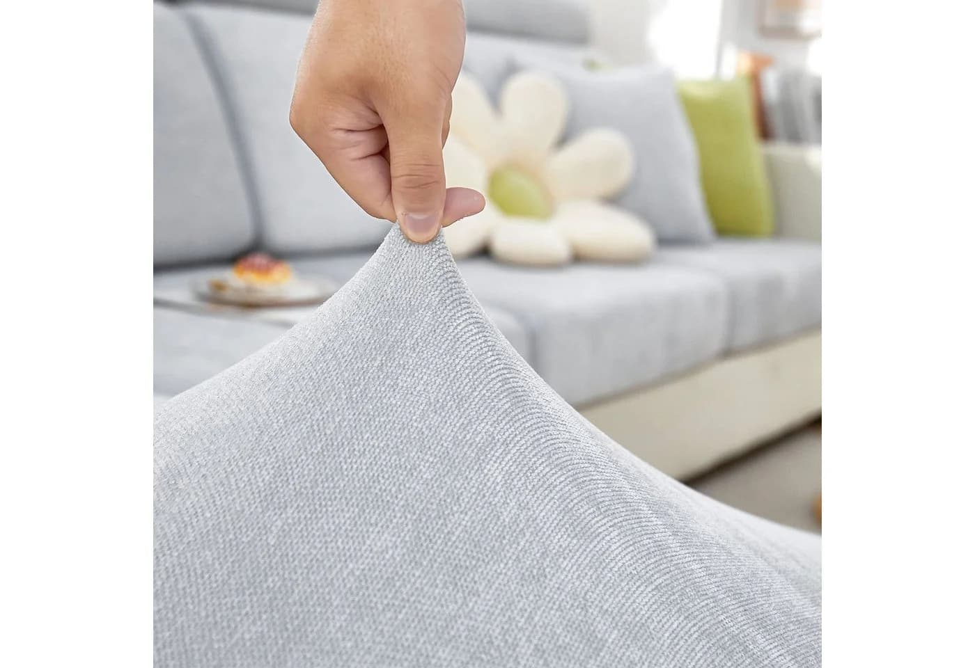Zaewry Sofabezug Stretch Grau Chenille Sofaüberwurf - Bild 4