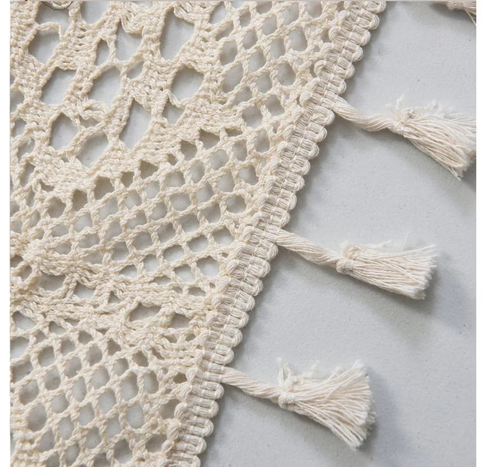 Agger Scheibengardine Modern Leinen Look Beige Fransenborte - Bild 5