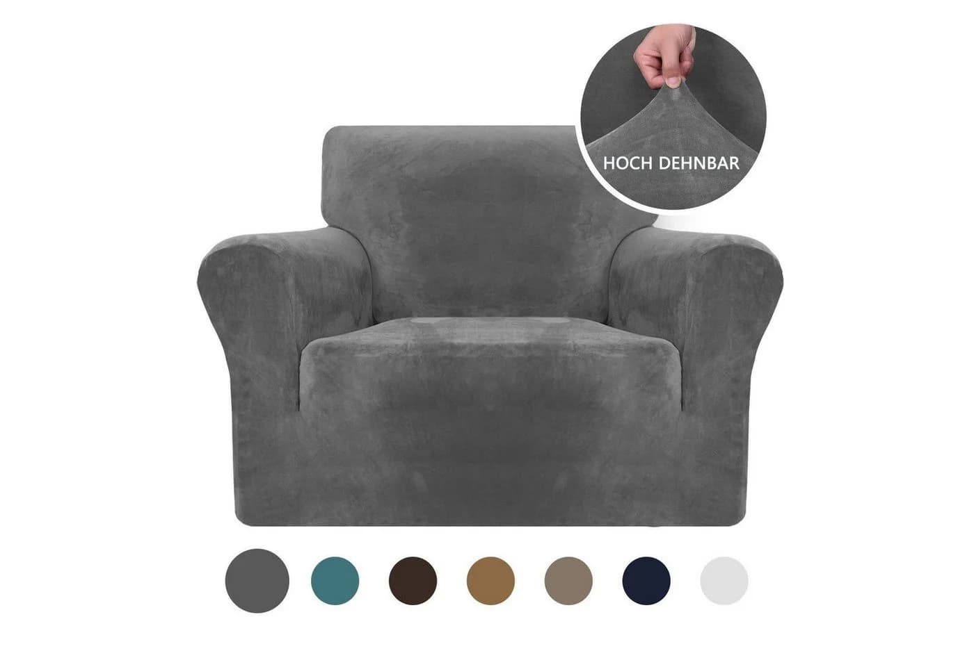 Diwzbyn Sofahusse Velvet Grau Stretch rutschfest - Bild 2