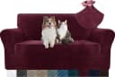 Diwzbyn Sofahusse Velvet Rot Stretch rutschfest Bild 2