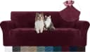 Diwzbyn Sofahusse Velvet Rot Stretch rutschfest Bild 2