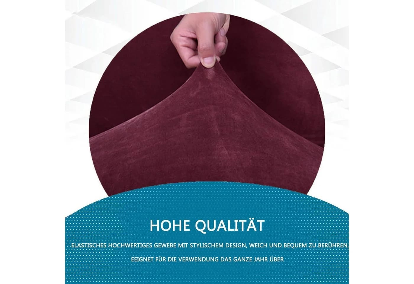 Diwzbyn Sofahusse Velvet Rot Stretch rutschfest - Bild 4