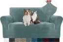 Diwzbyn Sofahusse Velvet 1-4-Sitzer Stretch rutschfest grau-blau Bild 2