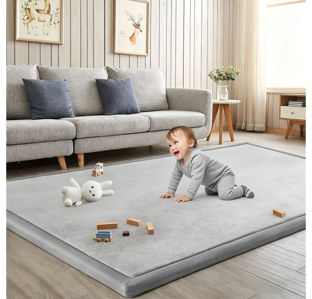 Diwzbyn Spielmatte Baby Grau 80x200cm Krabbelmatte