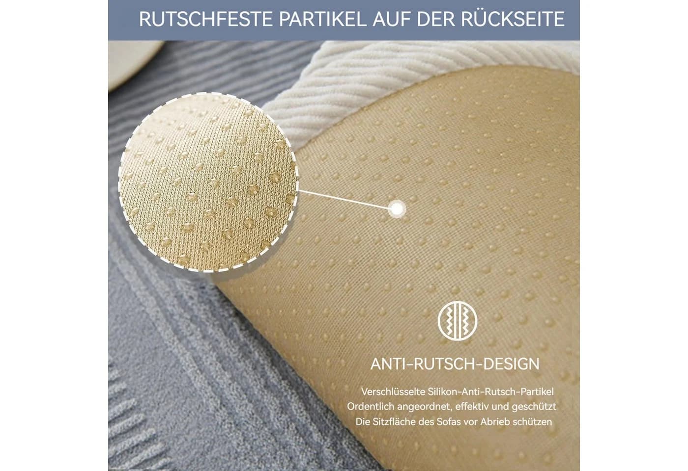 Zyronn Sofaschoner Kurzplüsch grau - Rutschfester Sofa Überzug - Bild 5