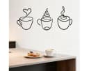 Agger 3er Set Wanddeko Metall Schwarz Kaffeetasse Bild 1