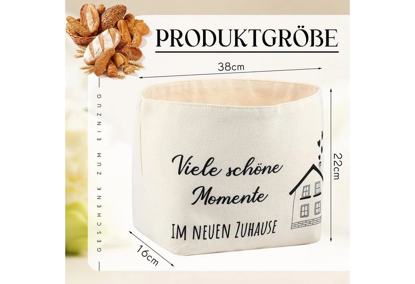 Diwzbyn Brottasche aus Leinen und Baumwolle Beige