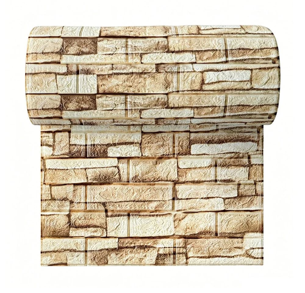 Agger 3D Wandpaneel Selbstklebend Steinoptik Braun Wasserdicht - Bild 2