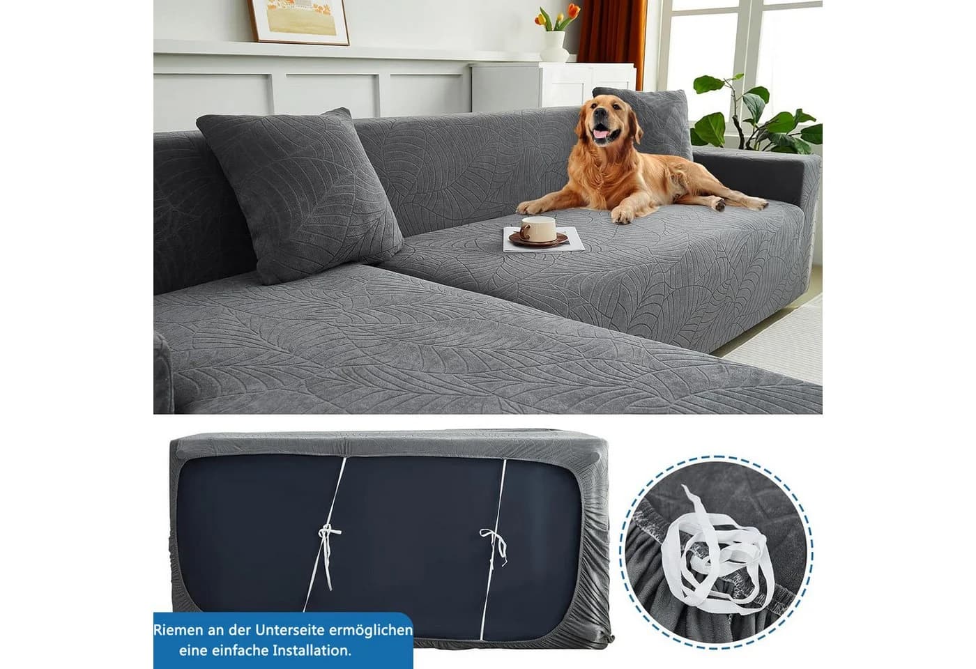 Zyronn Elastischer Sofabezug Grau Modern - Bild 5