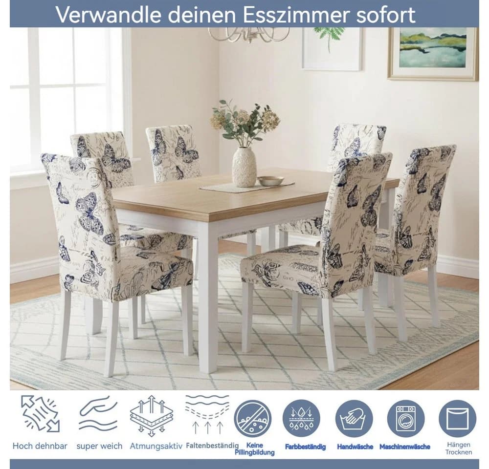 Agger Stuhlhusse Stretch 4/6er Set Modernes Muster Waschbar
