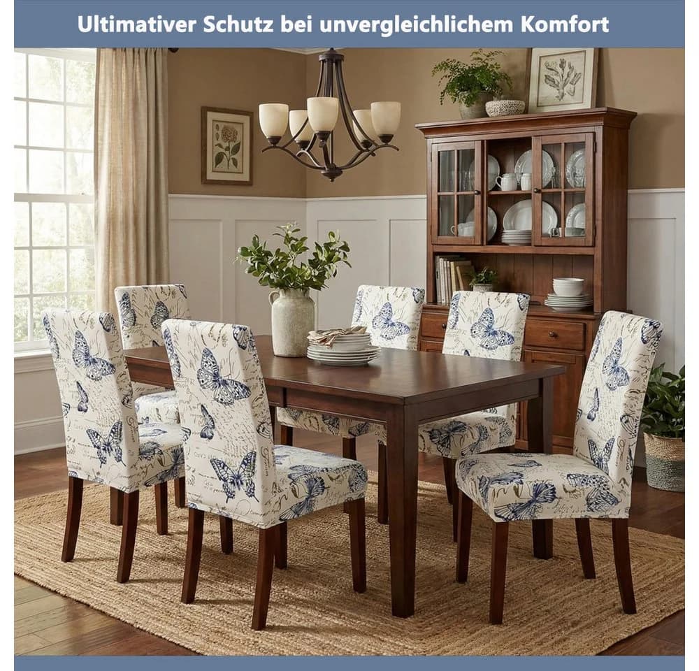 Agger Stuhlhusse Stretch 4/6er Set Modernes Muster Waschbar - Bild 3