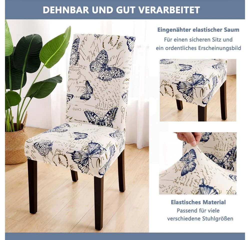 Agger Stuhlhusse Stretch 4/6er Set Modernes Muster Waschbar - Bild 4