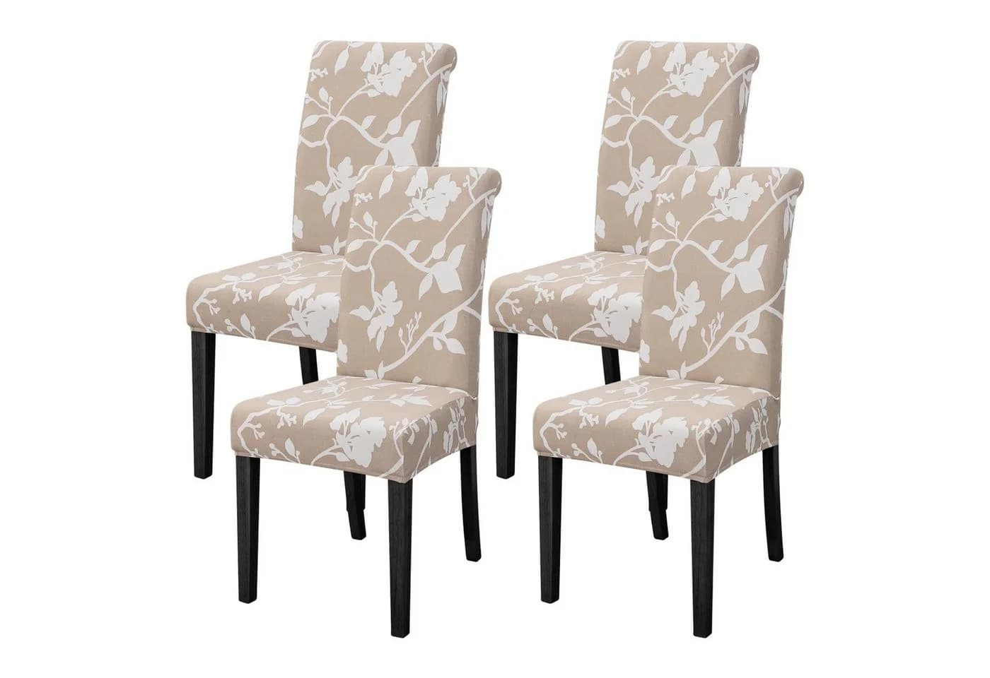 Agger Stuhlhussen 4/6er Set Stretch Beige Modernes Muster - Bild 2