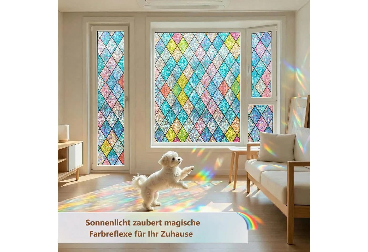 Agger Fensterfolie Bunt Klebefrei UV-Schutz Sichtschutz - Bild 3