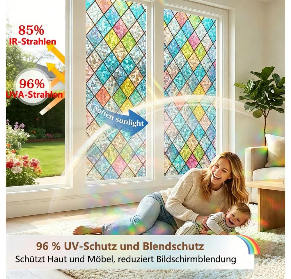 Agger Fensterfolie Bunt Klebefrei UV-Schutz Sichtschutz - Bild 4