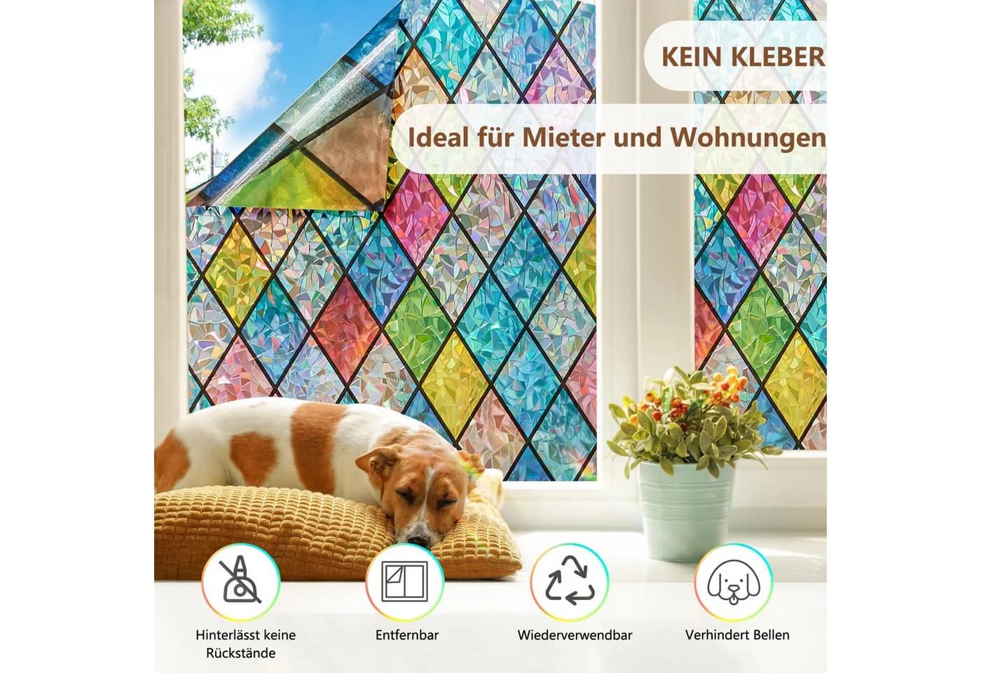 Agger Fensterfolie Bunt Klebefrei UV-Schutz Sichtschutz - Bild 5