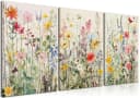 Zyronn Leinwandbild 3er-Set Bunte Wildblumen Aquarell Bild 2