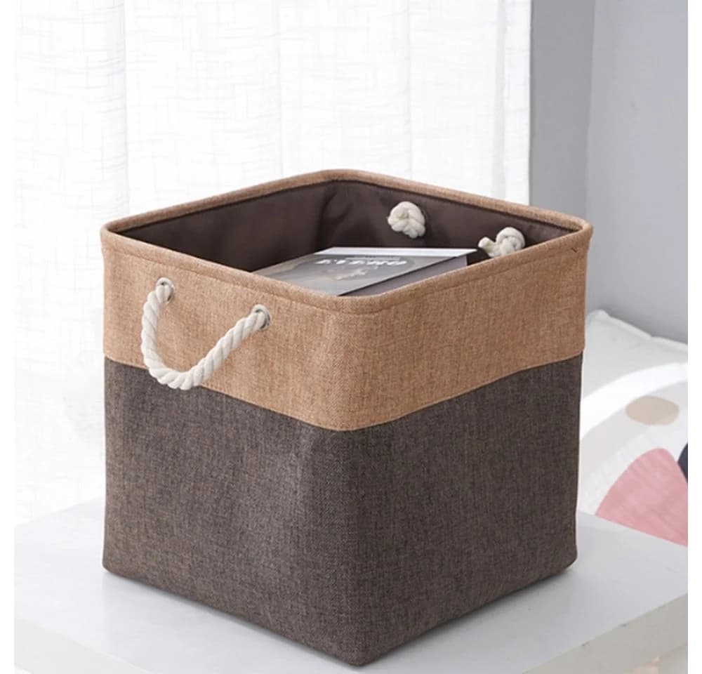 Zaewry Aufbewahrungsbox 33x33x33 cm Dunkelbraun Stoff