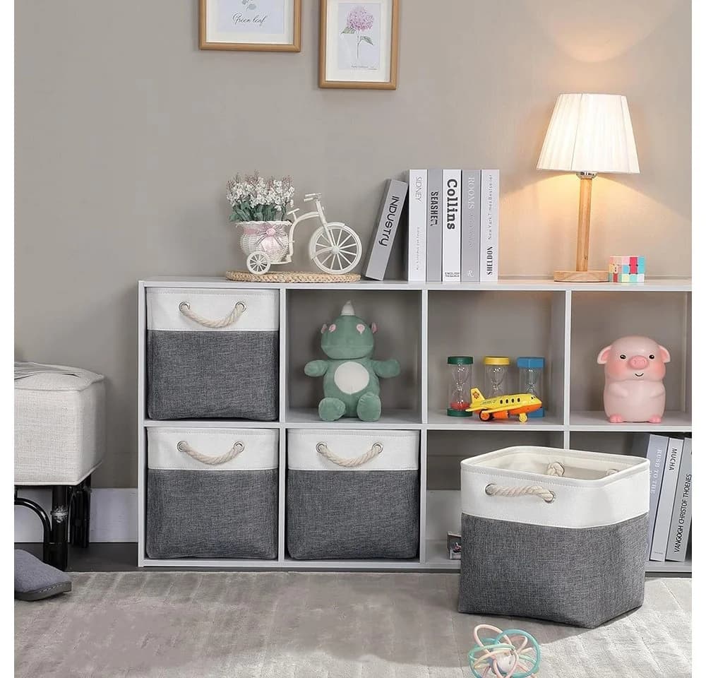 Zaewry Aufbewahrungsbox Beige-Blau 33x33x33 cm Korb - Bild 4