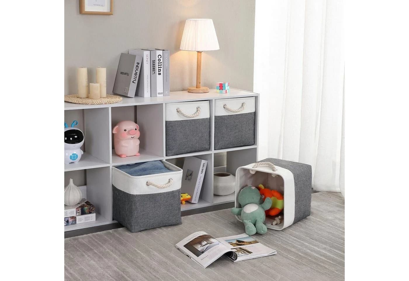 Zaewry Aufbewahrungsbox Beige-Blau 33x33x33 cm Korb - Bild 5