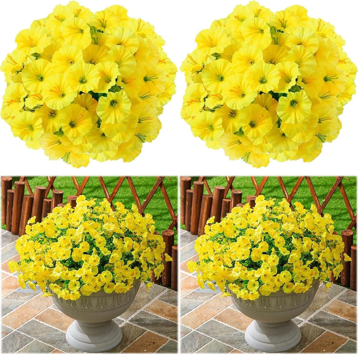 Zaewry Kunstblumenstrauß Gelb 2er-Pack Seidenblumen für Balkon - Bild 3