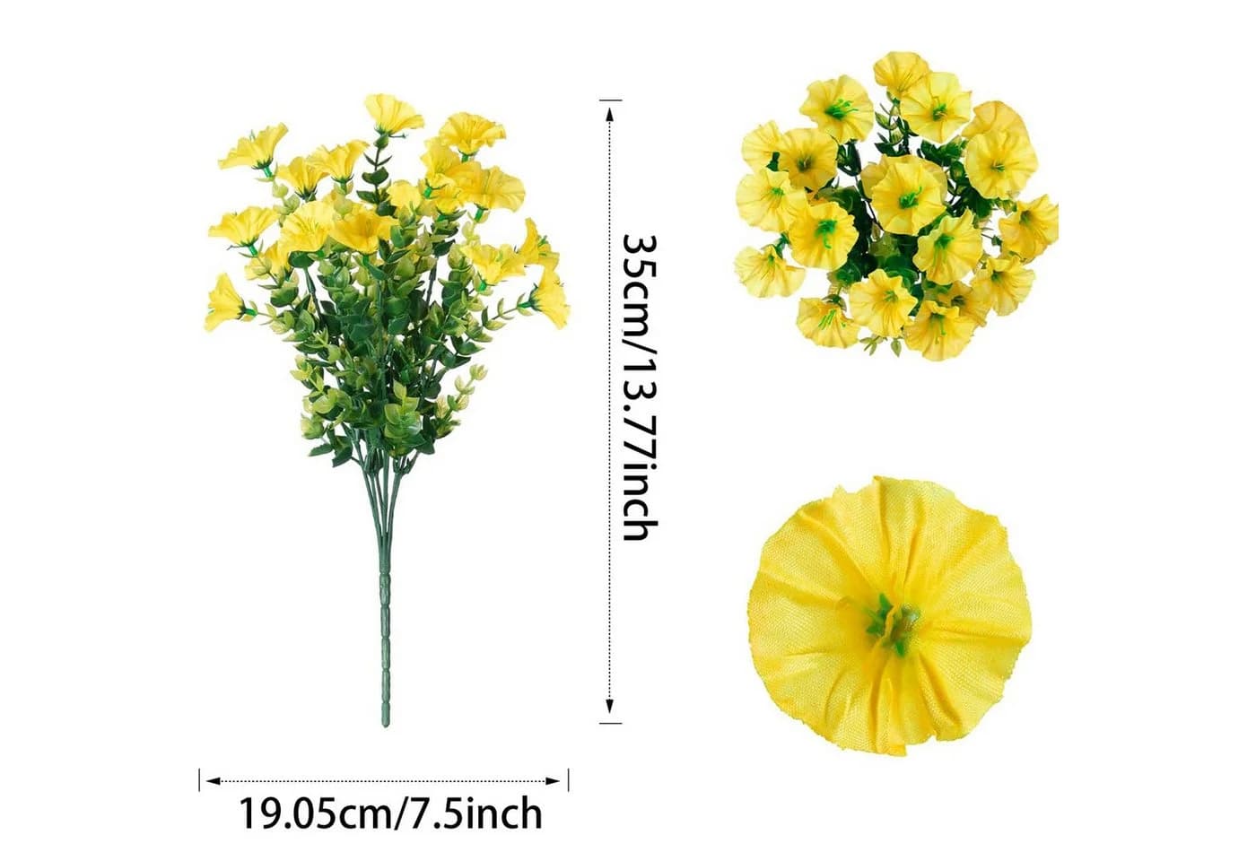 Zaewry Kunstblumenstrauß Gelb 2er-Pack Seidenblumen für Balkon - Bild 4