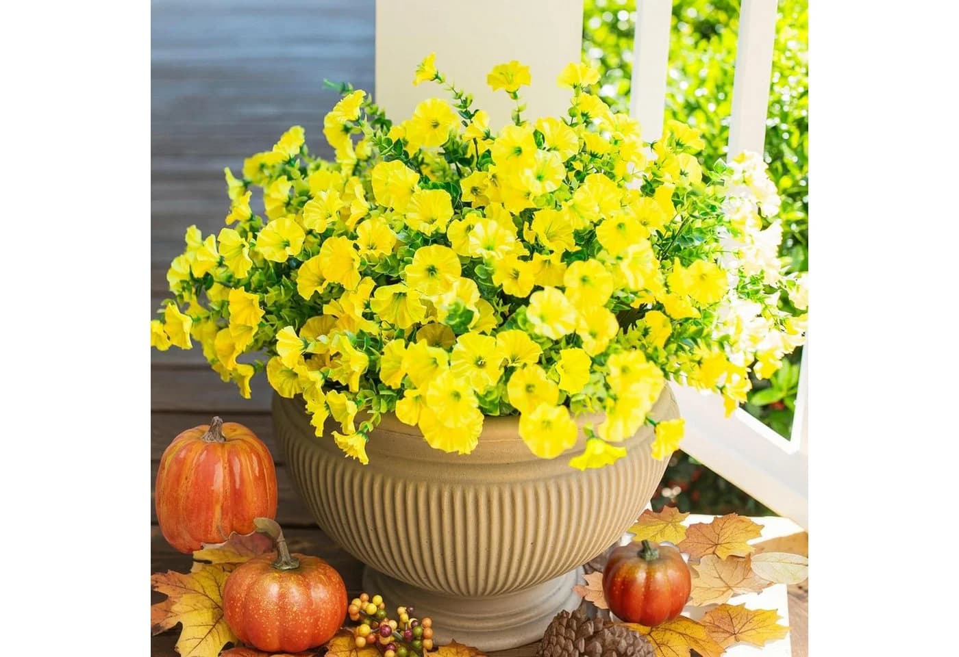 Zaewry Kunstblumenstrauß Gelb 2er-Pack Seidenblumen für Balkon - Bild 5