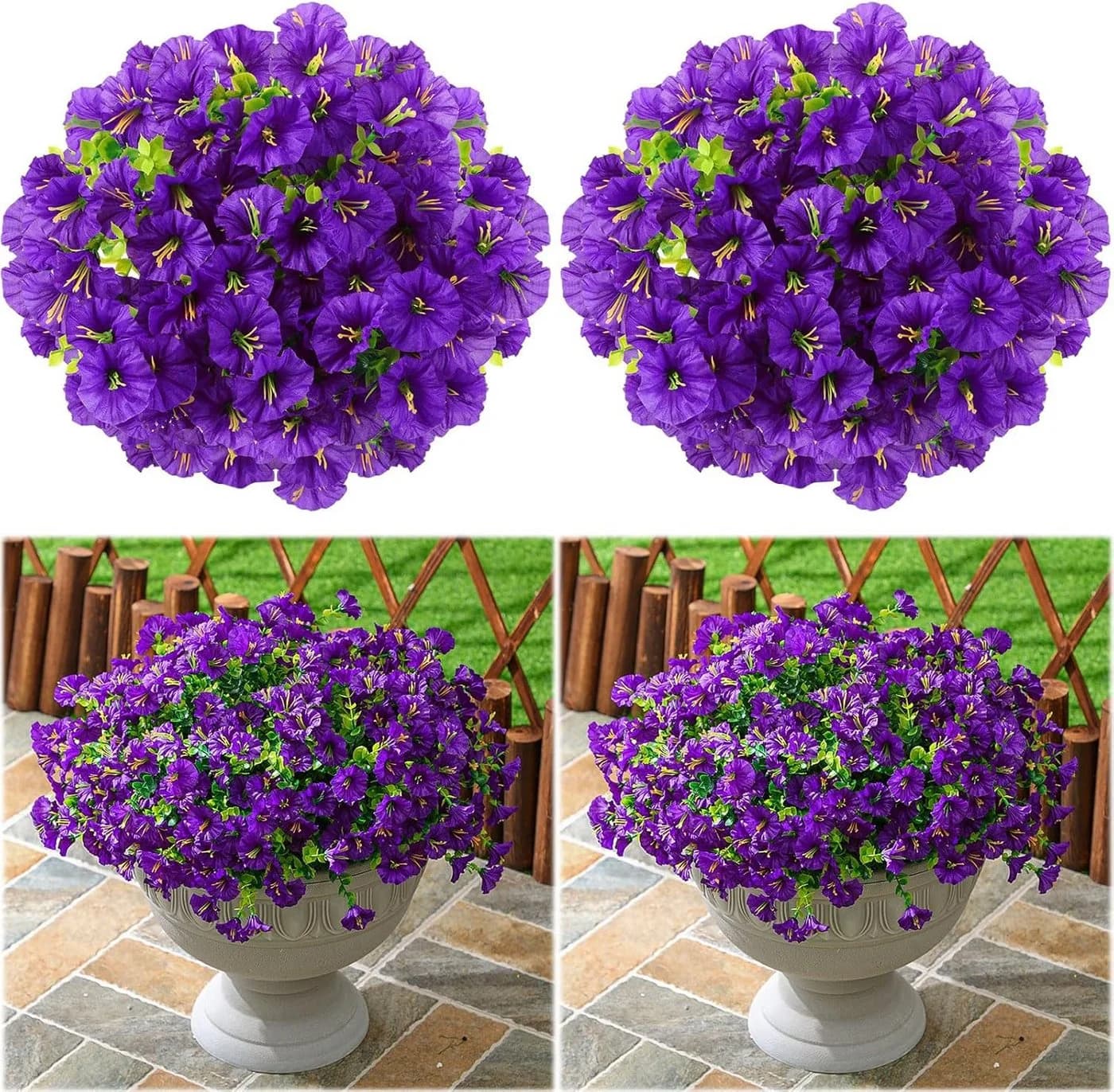Zaewry Kunstblumenstrauß 4-teilig Lila Seidenblumen für Balkon - Bild 2