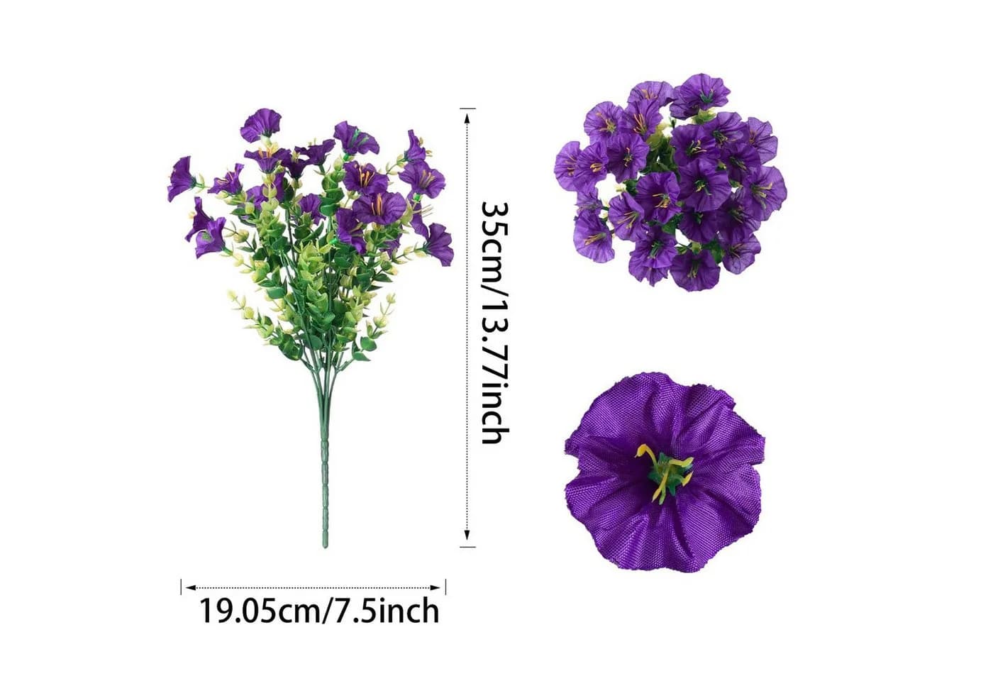 Zaewry Kunstblumenstrauß 4-teilig Lila Seidenblumen für Balkon - Bild 3