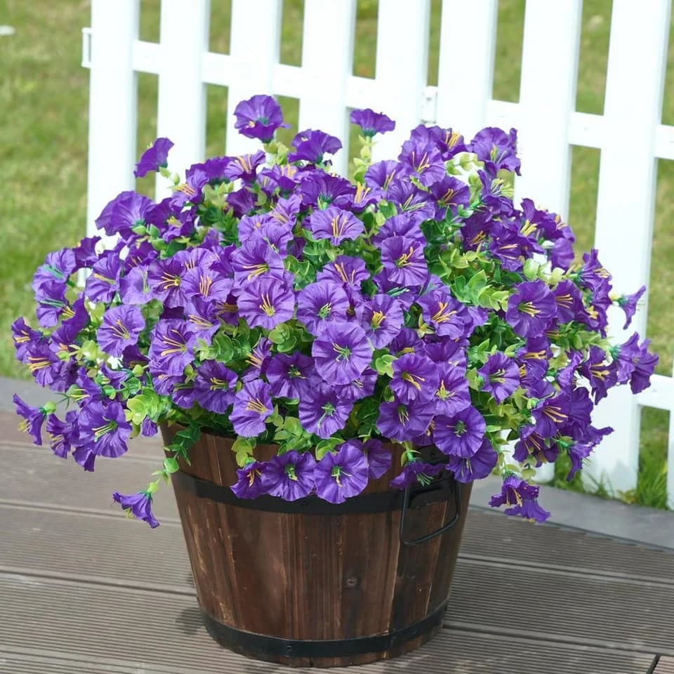 Zaewry Kunstblumenstrauß 4-teilig Lila Seidenblumen für Balkon - Bild 4