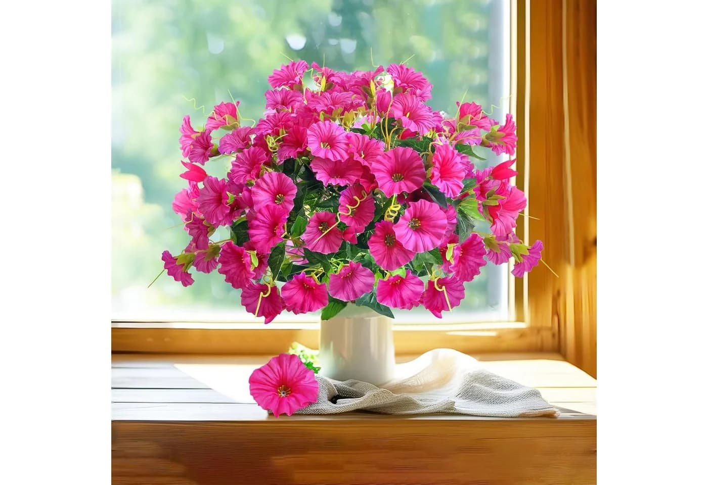 Zaewry Kunstblumenstrauß Rote Lotusblume 2er Set Seidenblumen - Bild 4