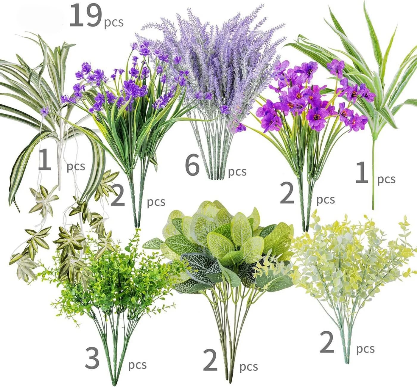Zaewry Kunstblumenstrauß 19er Set Wetterfest für Balkon & Garten