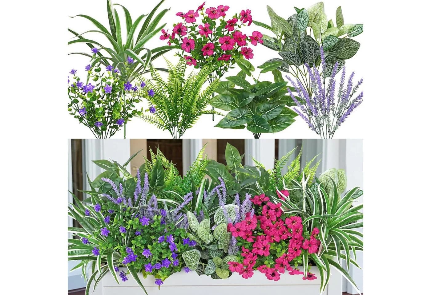 Zaewry Kunstblumenstrauß 19er Set Wetterfest für Balkon & Garten - Bild 2