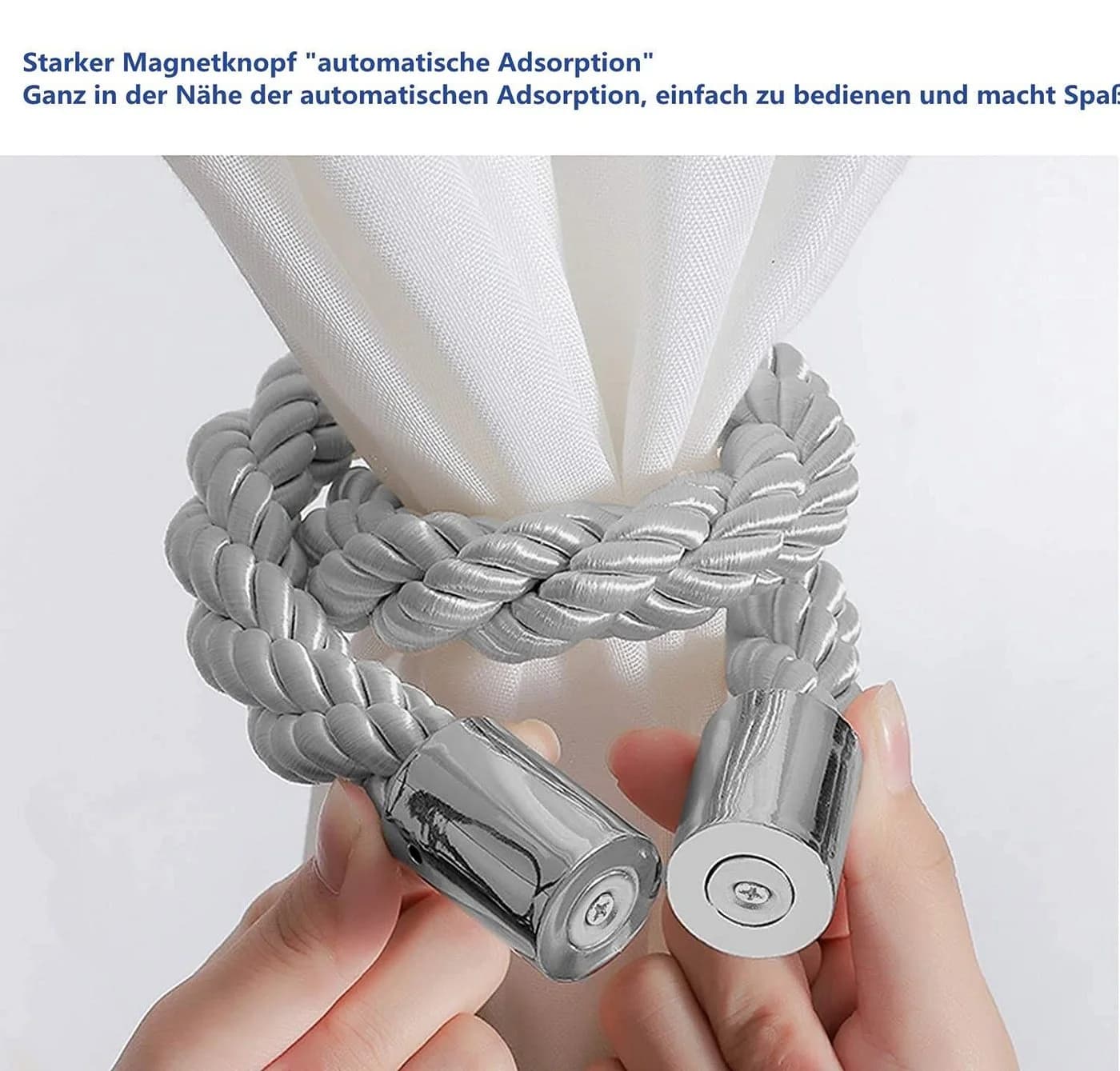 Agger Magnetische Raffhalter 2-tlg. Hellgrau Vorhanghalter mit Magnet - Bild 5