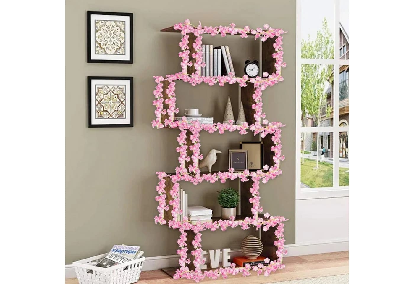 Diwzbyn Künstliche Kirschblütengirlande Rosa 180cm Seidenblumen Deko - Bild 3